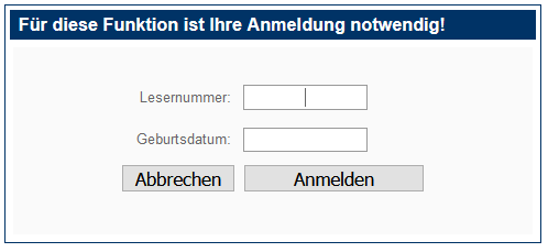 Anmelden Online-Katalog
