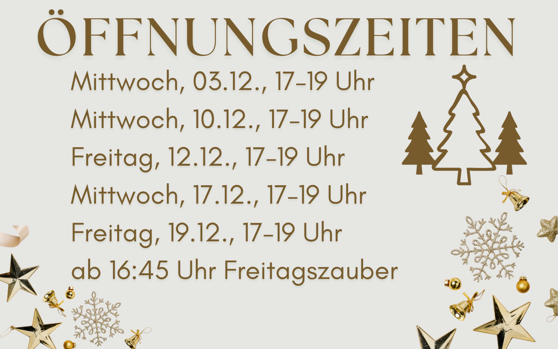 Öffnungszeiten Dezember 2025